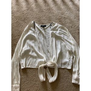 Plus size front tie white crop top